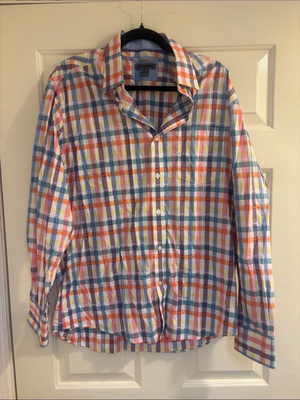 Johnston & Murphy Multi-Color Plaid Cotton Dress Shirt